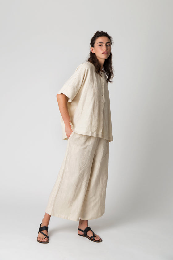 Bering Pant in Striped Linen