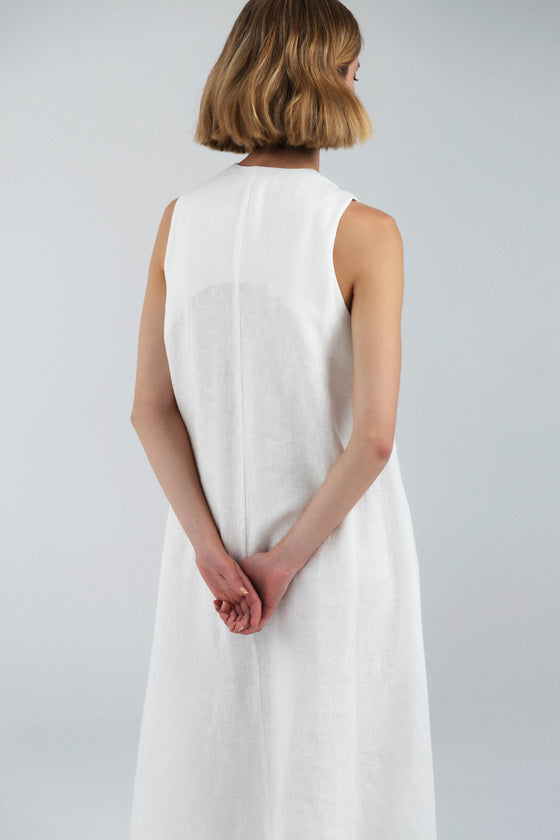 LOESS Sarah Dress in White Linen