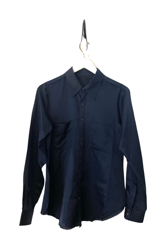 Blue on Blue Silk Long Sleeve Tailor Blouse