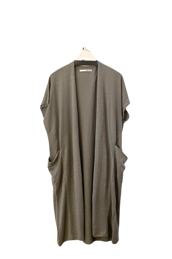 Linen Robe Vest in Phantom Gray