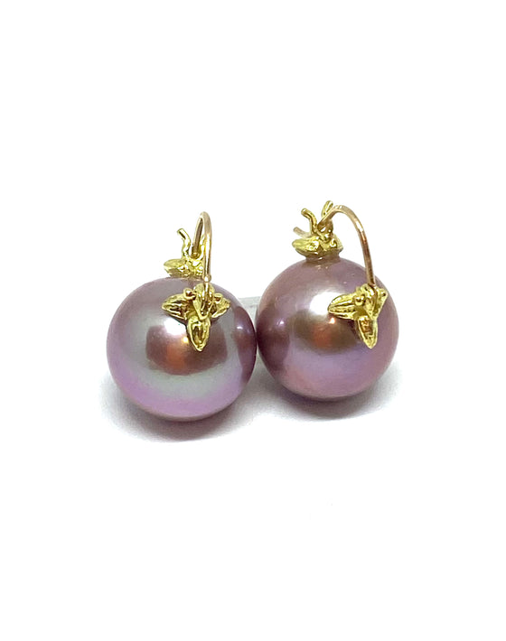 Gabrielle Sanchez Burgundy-Rosé Freshwater Pearl Flyer Earrings