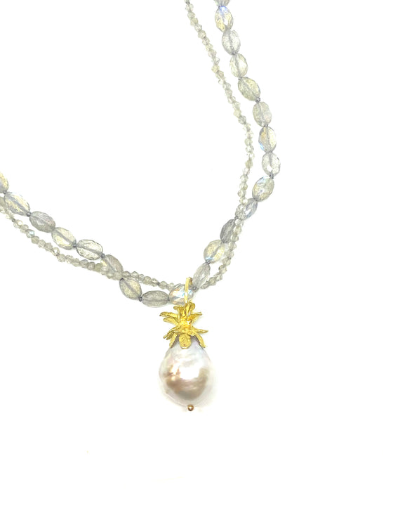 Gabrielle Sanchez Double Strand Labradorite & Pearl Necklace
