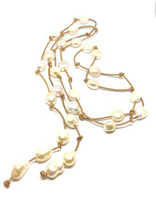  perle by Lola pearl lariat with white pearls found at Patricia in southern pines, nc