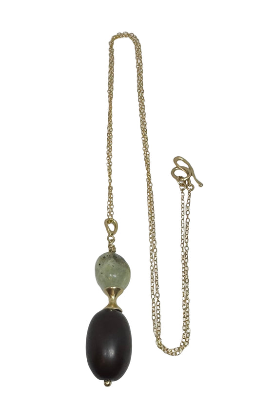 Pendulum Smoky Quartz Chrysoprase Pendant Necklace