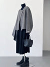 Vela Short Wool Coat with Scarf in Gray