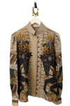 Sabina Savage The Wind Horse Silk Stand Collar Blouse Coal/Cloud found at Patricia in Southern Pines, NC