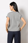 Classic Ciao Tee Grey Melange with Green Block Print