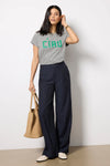 Classic Ciao Tee Grey Melange with Green Block Print