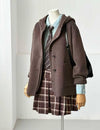 Short Wool Jacket and Vest Set  Charcoal