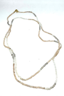  Peach White and Grey Faceted Moonstone Necklace