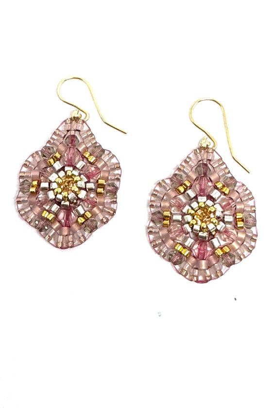 Flower-Shaped Drop Earrings with Miyuki Beeds