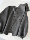 Vela Short Wool Coat with Scarf in Gray