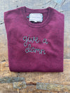 Cashmere Crewneck Maroon "give a damn"