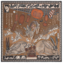  Sabina Savage "The Floating Rabbits" Wool and Silk Scarf Cinnamon/Sienna found at Patricia in Southern Pines, NC