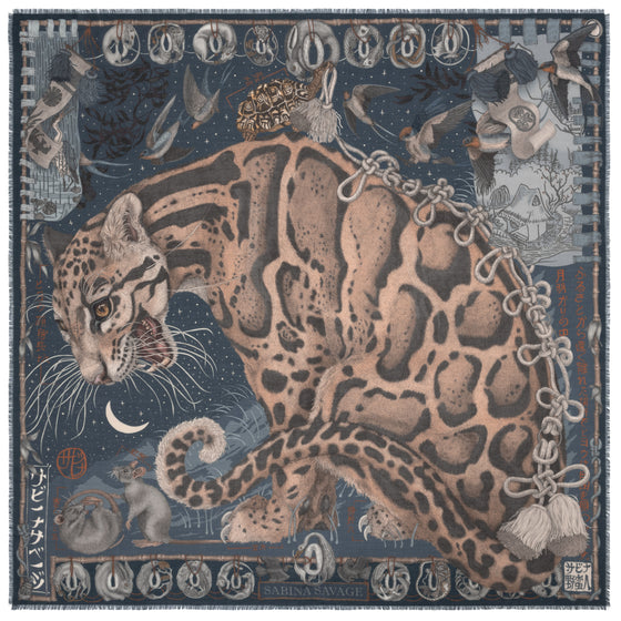 Sabina Savage The Lunar Leopard" Wool and Silk Scarf Winter/Flint found at Patricia in Southern Pines, NC