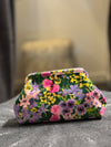 Liette Lilac and Pink Floral Velvet Clutch