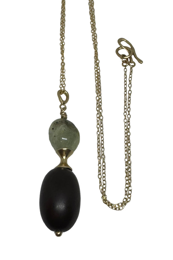 Pendulum Smoky Quartz Chrysoprase Pendant Necklace
