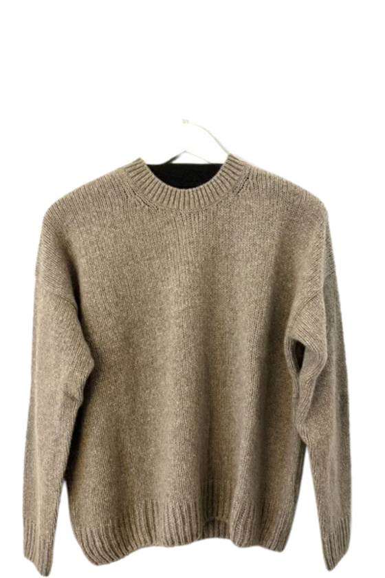 evam eva Cashmere + Sable Crew Neck Sweater