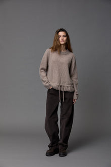  Cashmere wool crewneck sweater with drawstring waist greige found at Patricia in Southern Pines, NC