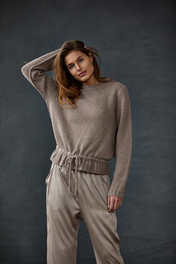 Cashmere Blend Crewneck Sweater Greige