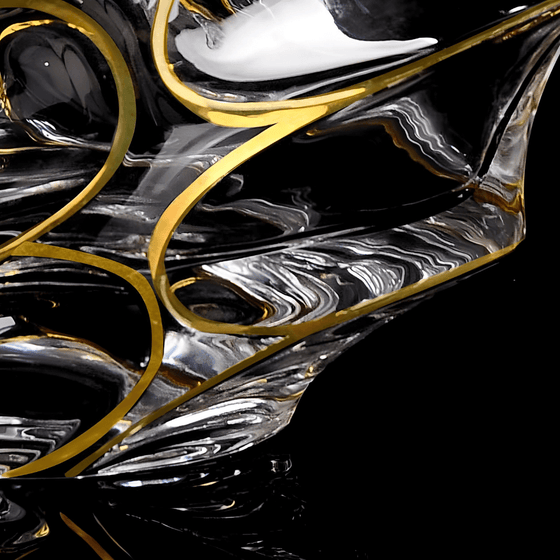 Set of 4 Gold Line Storm Japanese Crystal Whisky Glass