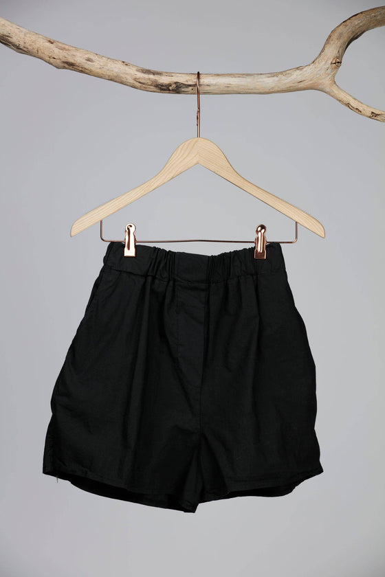 Boyfriend Cotton Shorts  Almost Black