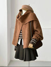 Vela Short Wool Coat with Scarf Chestnut