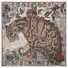  "The Lunar Leopard" Wool and Silk Scarf Champagne/Soot