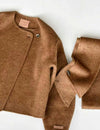 Vela Short Wool Coat with Scarf Chestnut