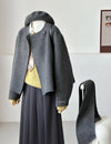 Vela Short Wool Coat with Scarf in Gray