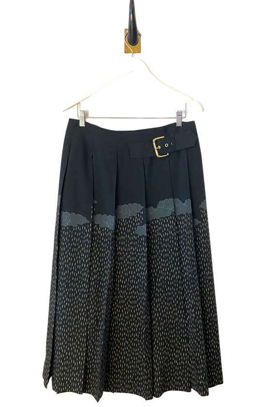 Sabina Savage "The Snow Lion" Wool Pleated Skirt