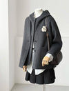 Short Wool Jacket and Vest Set  Charcoal