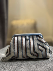  Liette Blue Gray Velvet Clutch