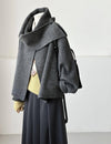 Vela Short Wool Coat with Scarf in Gray
