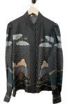 Sabia Savage The Snow Lion Silk Stand Collar Blouse Turquoise/Saffron found at Patricia in Southern Pines, NC 