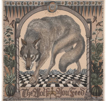  "The Wolf You Feed" 42cm Square Silk Twill Scarf Desert/Dawn