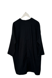  Linen Cotton No-Collar Coat in Sumi