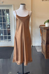 Silk Petal Slip Dress Chestnut