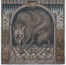  "The Wolf You Feed" 42cm Square Silk Twill Scarf Gunmetal/Gloaming