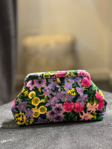  Liette Lilac and Pink Floral Velvet Clutch