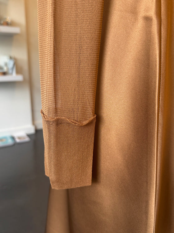Silk Tulle Long Sleeve Tee Chestnut
