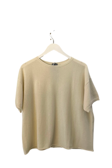  Short Sleeve Cashmere Crewneck Sweater in Natural