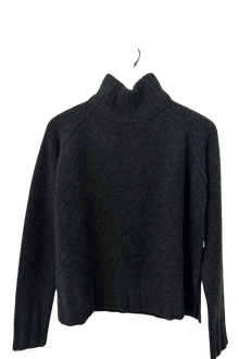  Coal Cashmere Rib Mock Pullover