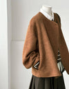 Vela Short Wool Coat with Scarf Chestnut