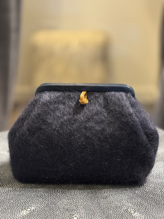 Susan Navy Blue  Mohair Clutch