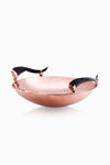 Olivos Large Round Polished Copper Centerpiece with Black Horn Handles