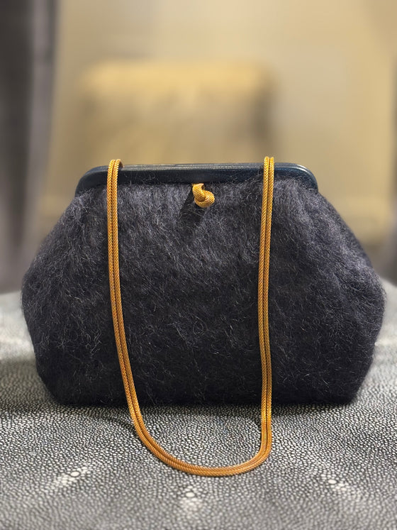 Susan Navy Blue  Mohair Clutch