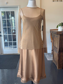  Silk Tulle Long Sleeve Tee Camel