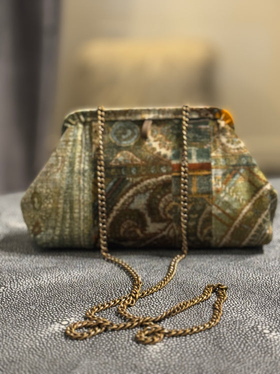 Liette Green Multi-Color Paisley Clutch