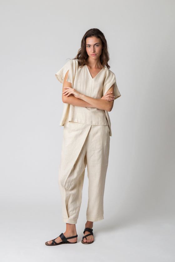 Anza Top in Olive Linen
